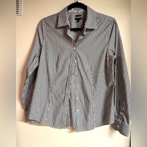 TALBOTS  BLUE AND WHITE PIN STRIPE SHIRT